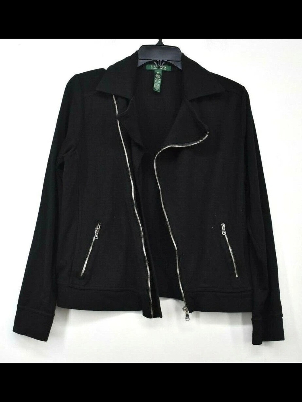 Lauren Ralph Lauren Black Moto-Style Zip Jacket